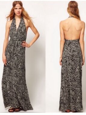 Winter Kate by Nicole Richie Silk Passenger Halter Paisley Maxi Dress, Size M